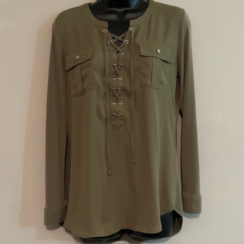 NYGARD Top Shirt Blouse Size S Green Long Sleeve